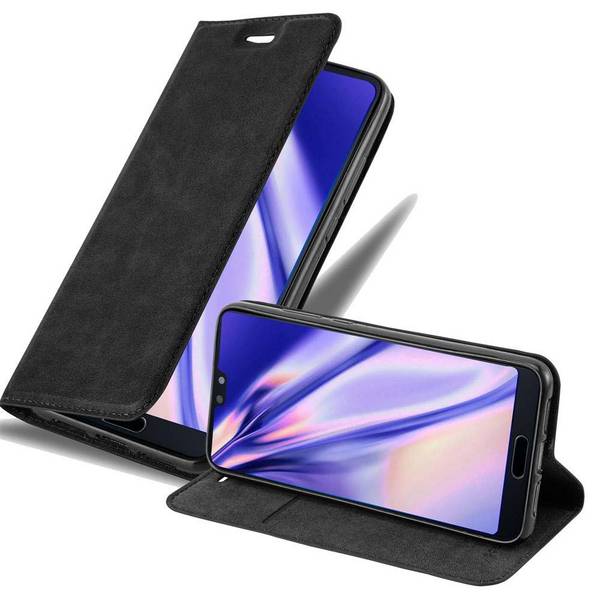 Cadorabo Hülle für Huawei P20 Schutz Hülle in Schwarz Handyhülle Etui Case Cover Magnetverschluss