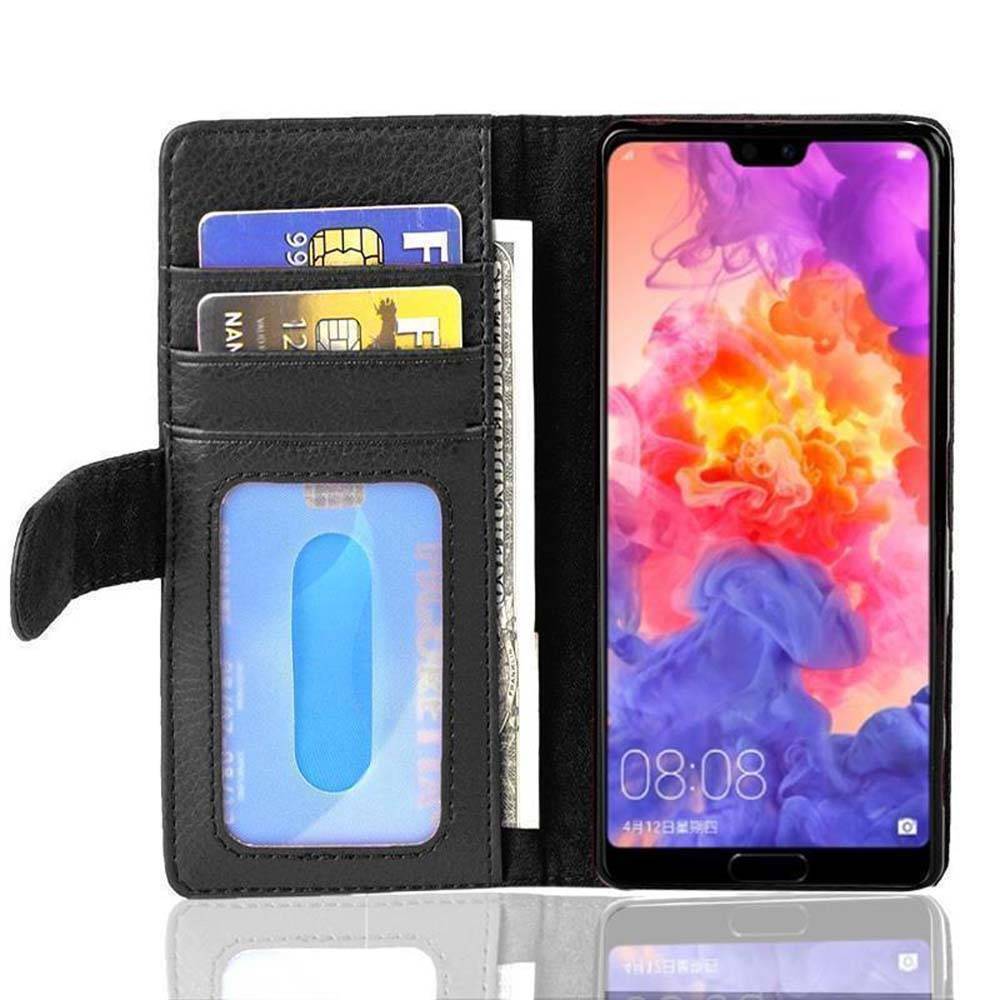 Cadorabo Hülle für Huawei P20 in Schwarz Backcover Handy Schutz Hülle Book Case Booklet Kartenfächer-0