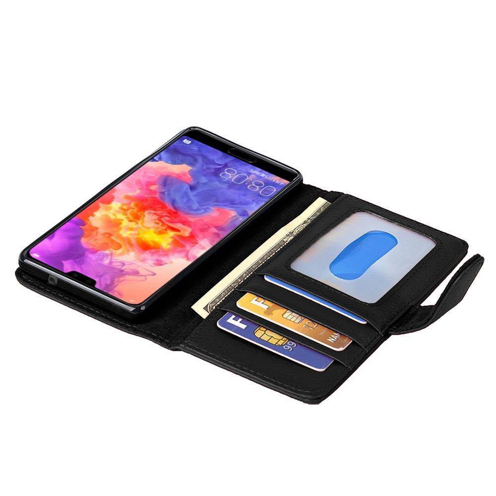 Cadorabo Hülle für Huawei P20 in Schwarz Backcover Handy Schutz Hülle Book Case Booklet Kartenfächer-1
