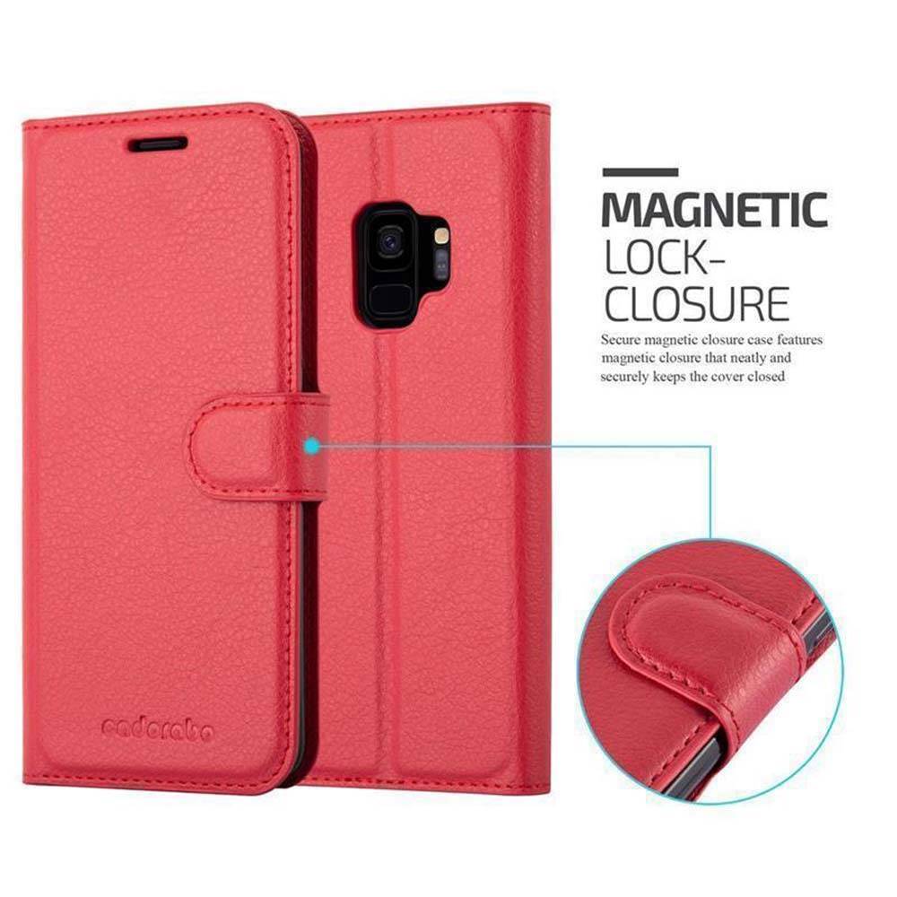 Cadorabo Hülle für Samsung Galaxy S9 Schutz Hülle in Rot Handyhülle Etui Case Cover Magnetverschluss-1