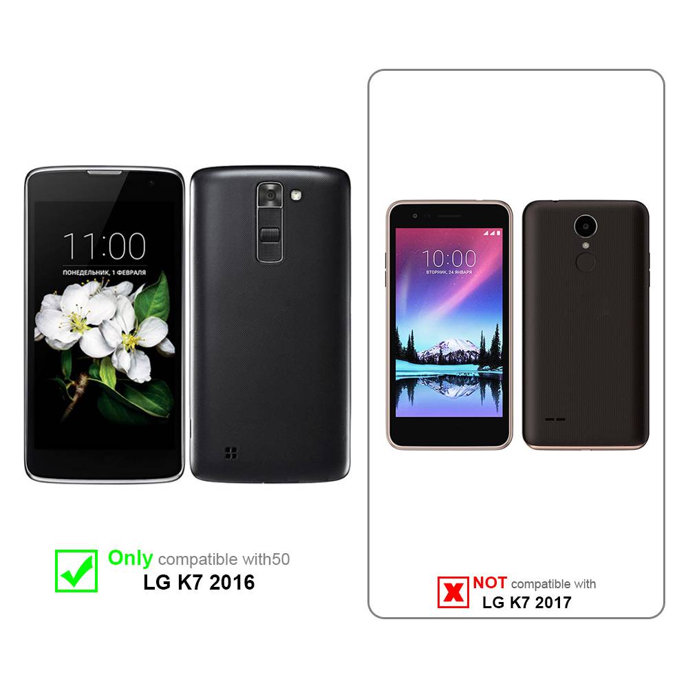 Cadorabo Handytasche mit Gürtelclip kompatibel mit LG K7 2016 Hülle in Schwarz - Schutzhülle mit Karabinerhaken Case-1