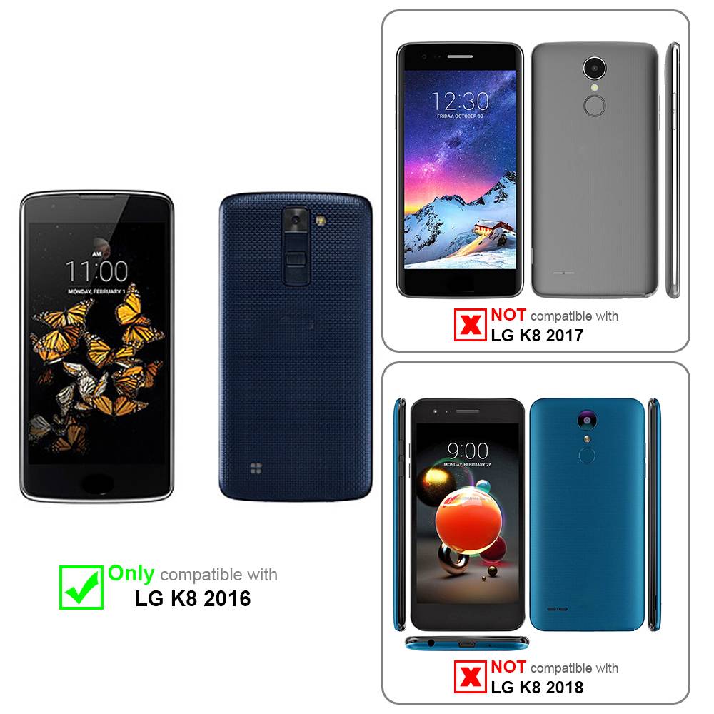 Cadorabo Handytasche mit Gürtelclip kompatibel mit LG K8 2016 Hülle in Schwarz - Schutzhülle mit Karabinerhaken Case-1