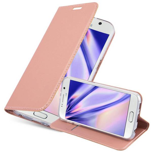 Cadorabo Handyhülle für Samsung Galaxy S6 Schutz Hülle in Rosa Cover Etui Book Case Booklet