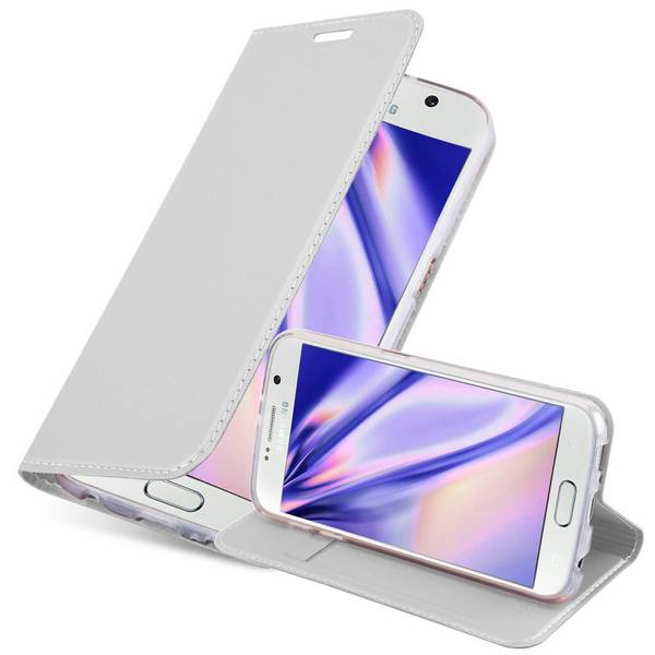 Cadorabo Handyhülle für Samsung Galaxy S6 Schutz Hülle in Silber Cover Etui Book Case Booklet