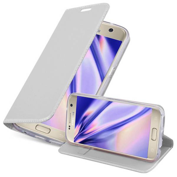 Cadorabo Handyhülle für Samsung Galaxy S7 Schutz Hülle in Silber Cover Etui Book Case Booklet