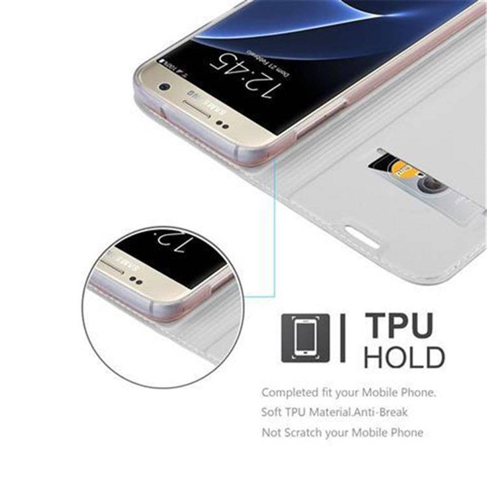Cadorabo Handyhülle für Samsung Galaxy S7 Schutz Hülle in Silber Cover Etui Book Case Booklet-2