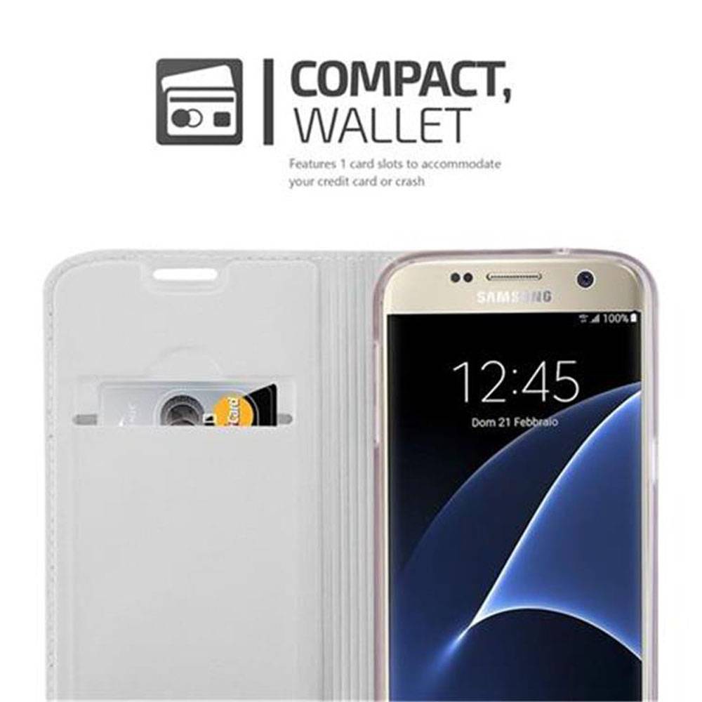 Cadorabo Handyhülle für Samsung Galaxy S7 Schutz Hülle in Silber Cover Etui Book Case Booklet-3