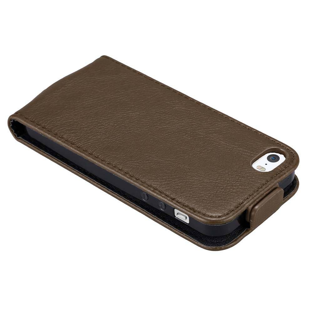 Cadorabo Hülle für Apple iPhone 5 / 5S / SE 2016 Schutz Hülle in Braun Flip Etui Handyhülle Case Cover-3