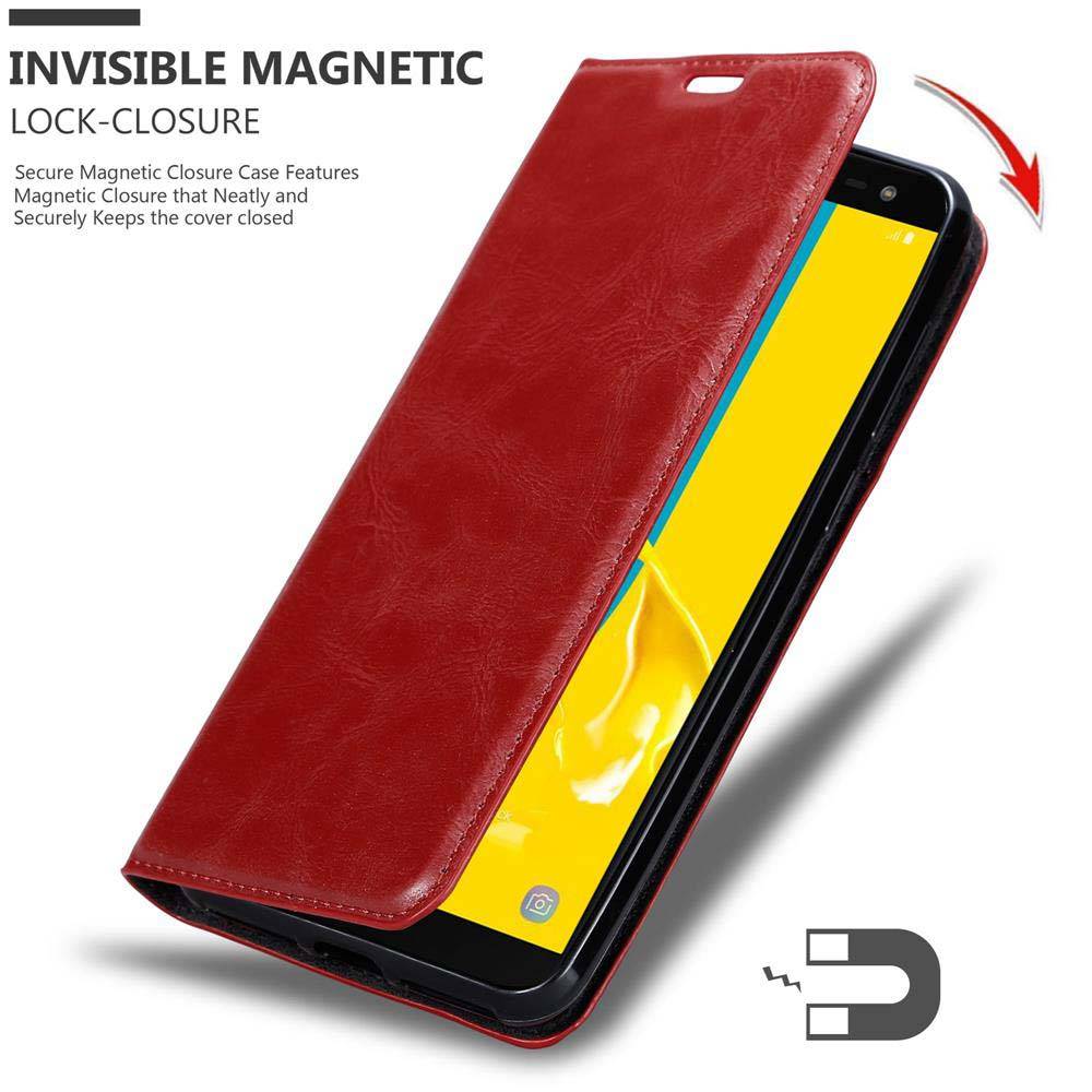 Cadorabo Hülle für Samsung Galaxy J6 2018 Schutz Hülle in Rot Handyhülle Etui Case Cover Magnetverschluss-3