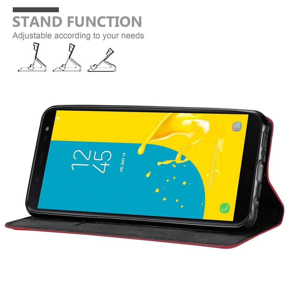 Cadorabo Hülle für Samsung Galaxy J6 2018 Schutz Hülle in Rot Handyhülle Etui Case Cover Magnetverschluss-4