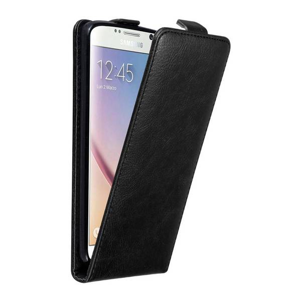 Cadorabo Hülle für Samsung Galaxy S6 Schutz Hülle in Schwarz Flip Etui Handyhülle Case Cover
