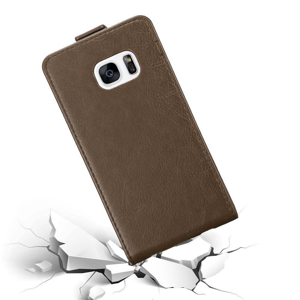 Cadorabo Hülle für Samsung Galaxy S7 Schutz Hülle in Braun Flip Etui Handyhülle Case Cover-3