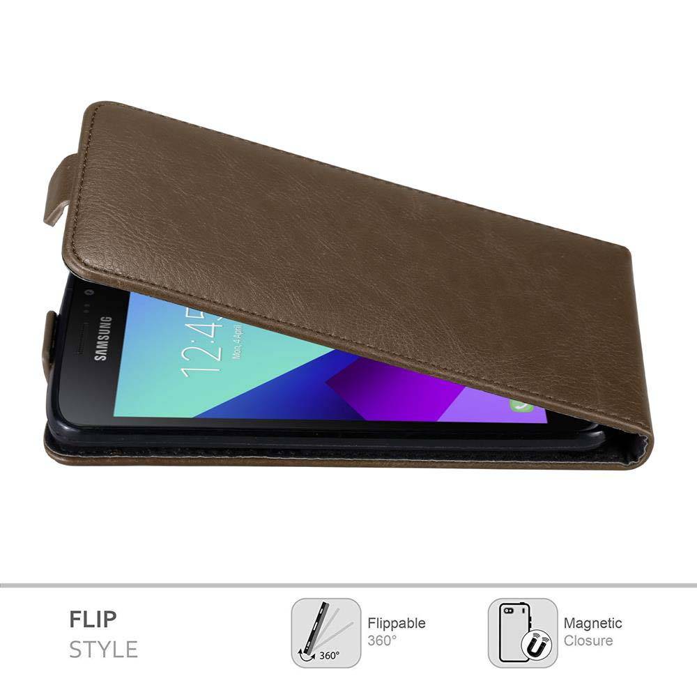 Cadorabo Hülle für Samsung Galaxy XCover 4 / XCover 4s Schutz Hülle in Braun Flip Etui Handyhülle Case Cover-1