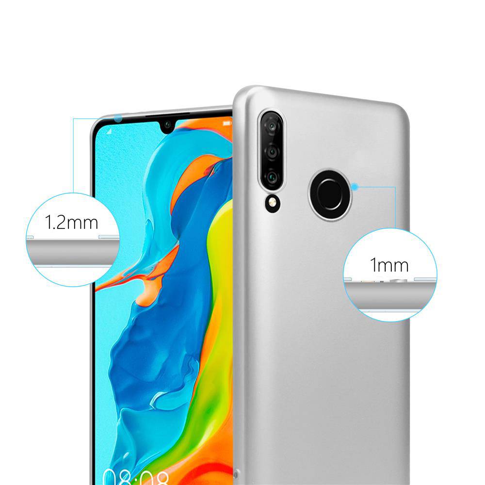 Cadorabo Schutzhülle für Huawei P30 LITE Hülle in Silber Handyhülle TPU Silikon Etui Cover Case-3