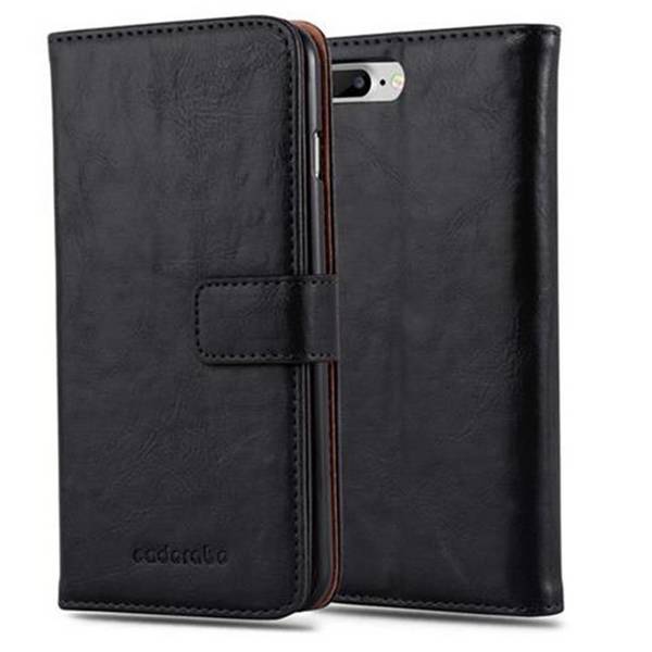 Cadorabo Hülle für Apple iPhone 7 PLUS / 7S PLUS / 8 PLUS Schutzhülle in Schwarz Handyhülle Book Tasche Case Etui Luxury