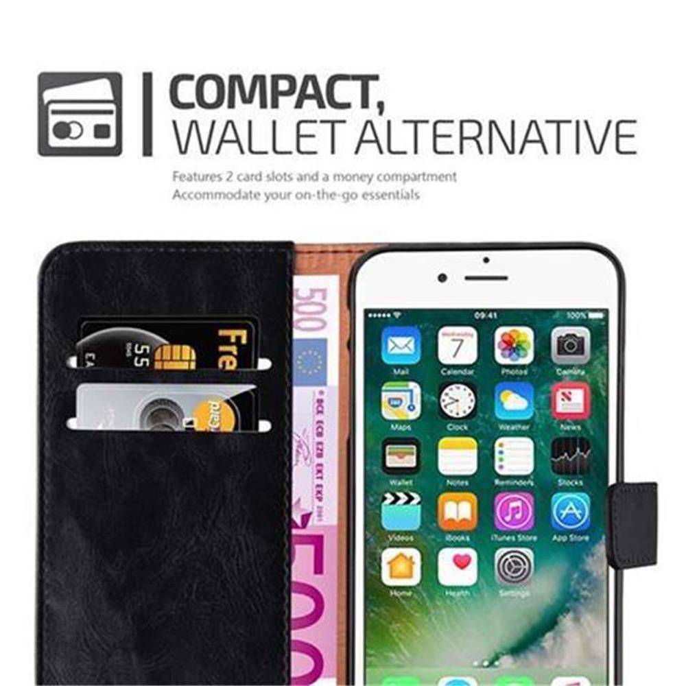 Cadorabo Hülle für Apple iPhone 7 PLUS / 7S PLUS / 8 PLUS Schutzhülle in Schwarz Handyhülle Book Tasche Case Etui Luxury-2
