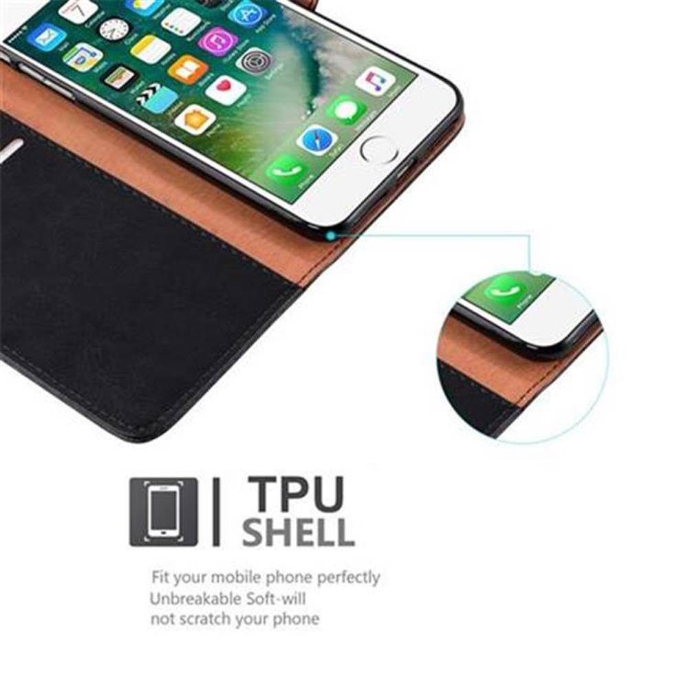 Cadorabo Hülle für Apple iPhone 7 PLUS / 7S PLUS / 8 PLUS Schutzhülle in Schwarz Handyhülle Book Tasche Case Etui Luxury-3