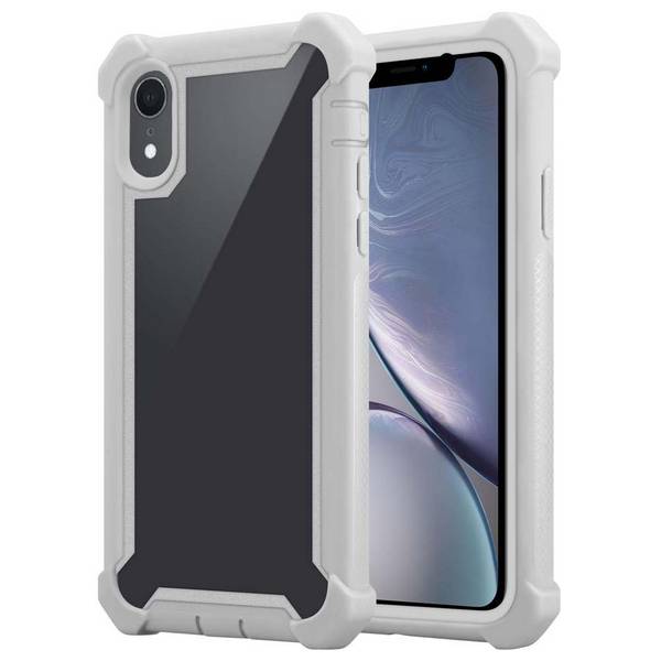 Cadorabo Hülle für Apple iPhone XR Schutzhülle in Grau Handy Hülle Etui TPU Silikon-Rand Glas-Rücken Acryl