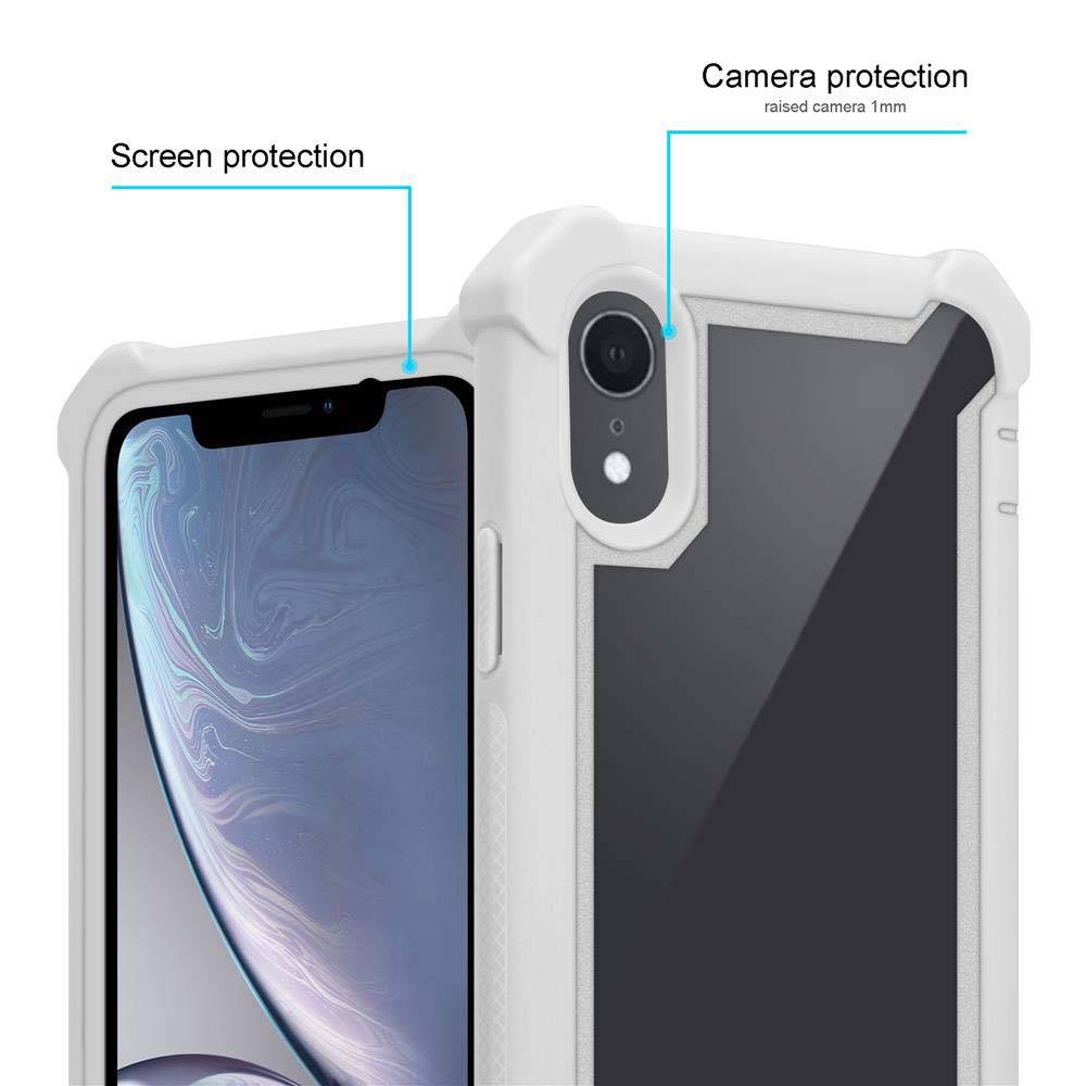 Cadorabo Hülle für Apple iPhone XR Schutzhülle in Grau Handy Hülle Etui TPU Silikon-Rand Glas-Rücken Acryl-1
