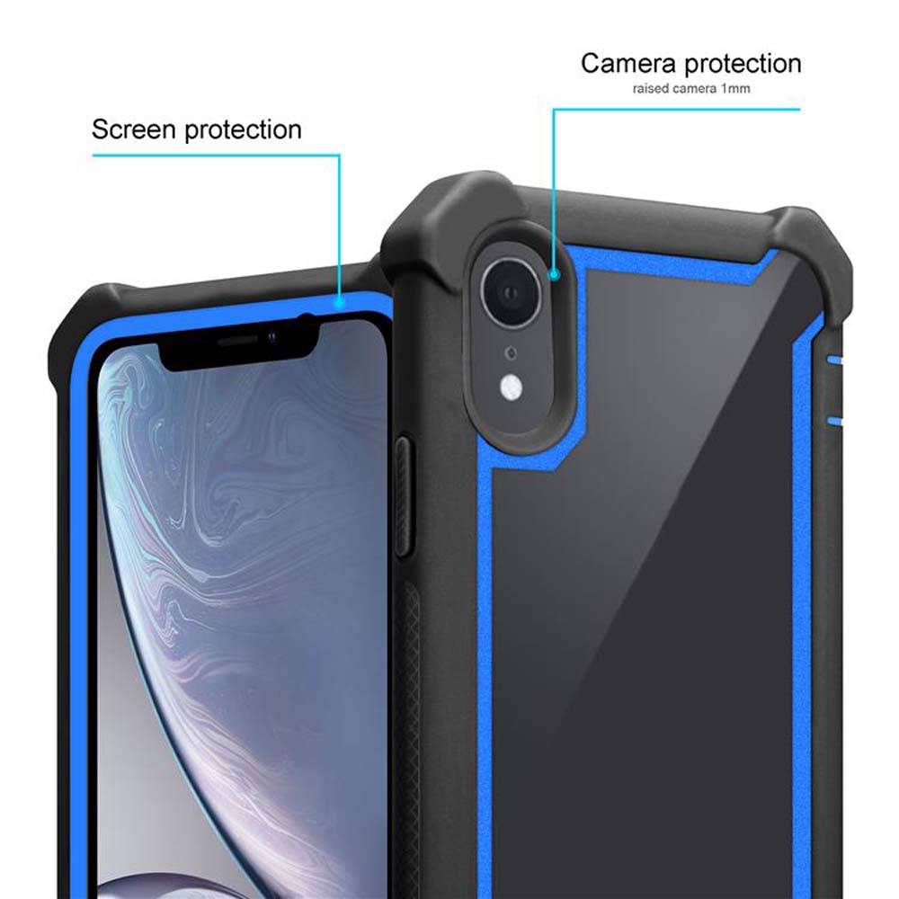 Cadorabo Hülle für Apple iPhone XR Schutzhülle in Blau Handy Hülle Etui TPU Silikon-Rand Glas-Rücken Acryl-1