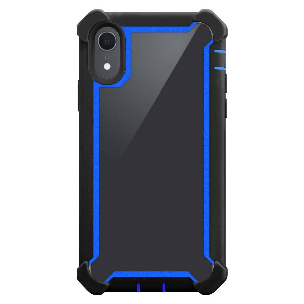 Cadorabo Hülle für Apple iPhone XR Schutzhülle in Blau Handy Hülle Etui TPU Silikon-Rand Glas-Rücken Acryl-3