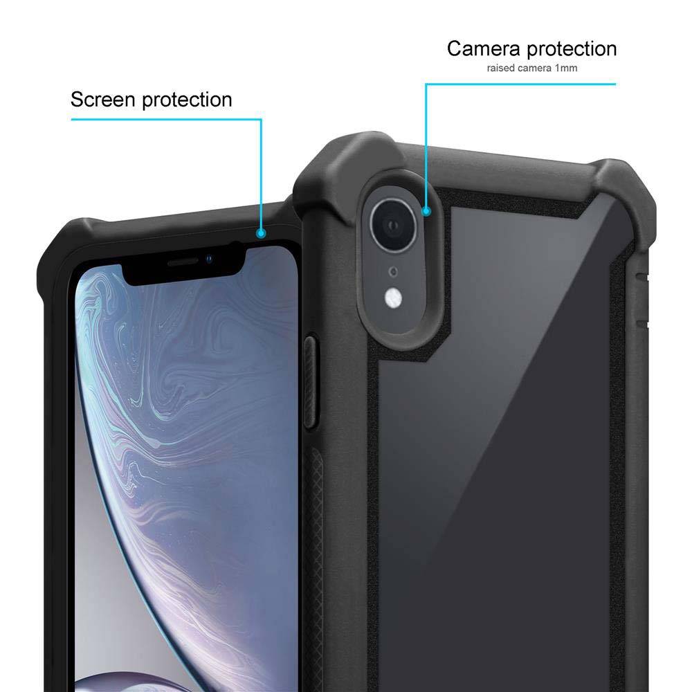 Cadorabo Hülle für Apple iPhone XR Schutzhülle in Schwarz Handy Hülle Etui TPU Silikon-Rand Glas-Rücken Acryl-1