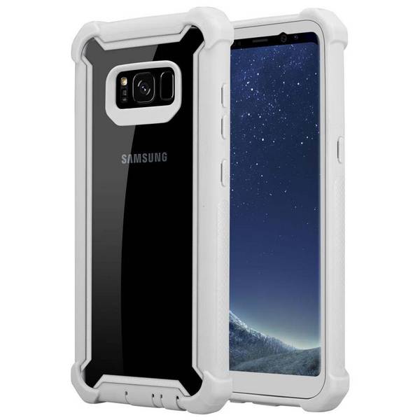 Cadorabo Hülle für Samsung Galaxy S8 Schutzhülle in Grau Handy Hülle Etui TPU Silikon-Rand Glas-Rücken Acryl
