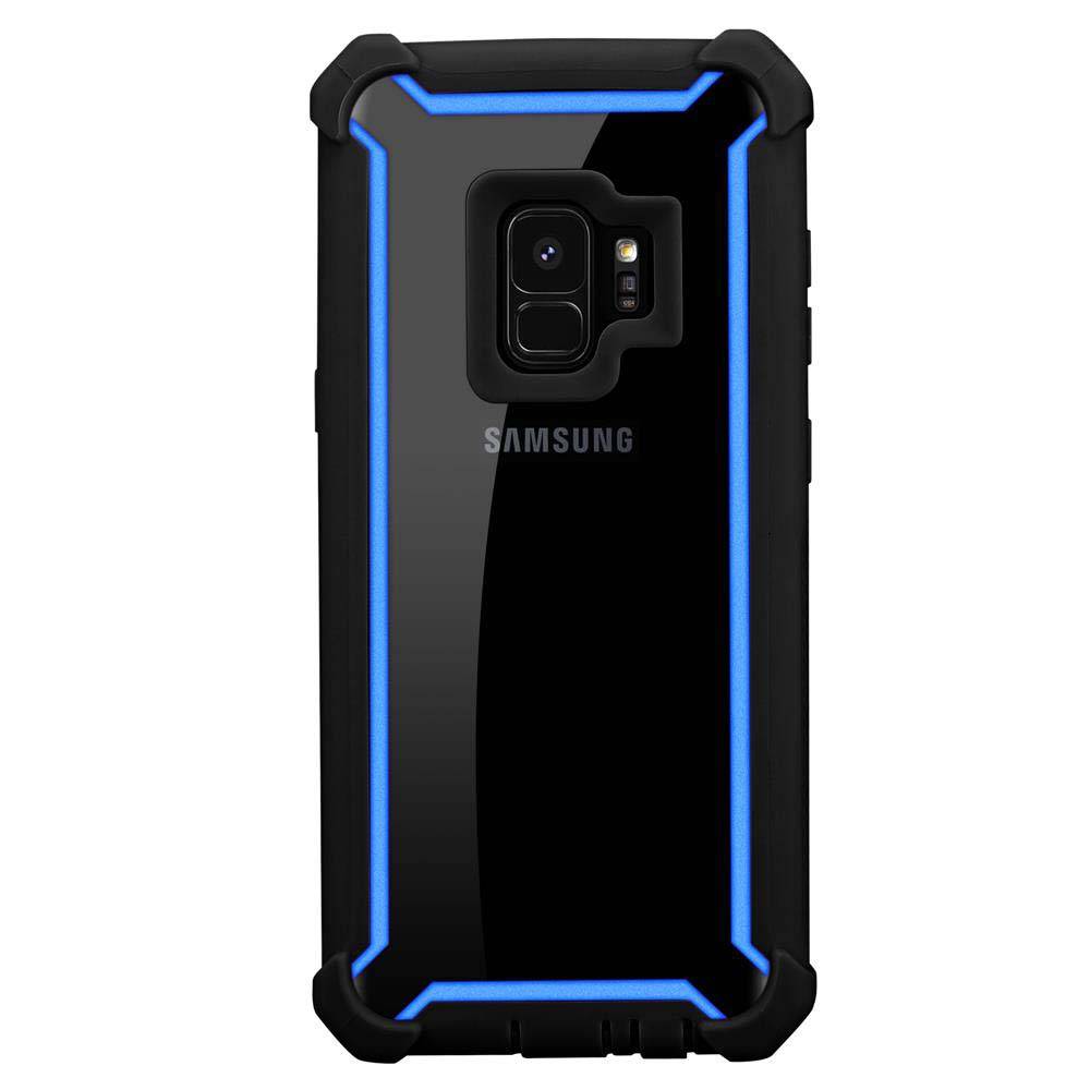 Cadorabo Hülle für Samsung Galaxy S9 Schutzhülle in Blau Handy Hülle Etui TPU Silikon-Rand Glas-Rücken Acryl-2