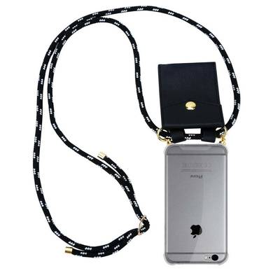 Cadorabo Hülle für Apple iPhone 6 PLUS / 6S PLUS Schutzhülle in Schwarz Handy Kette Silikon Kordel abnehmbares Etui