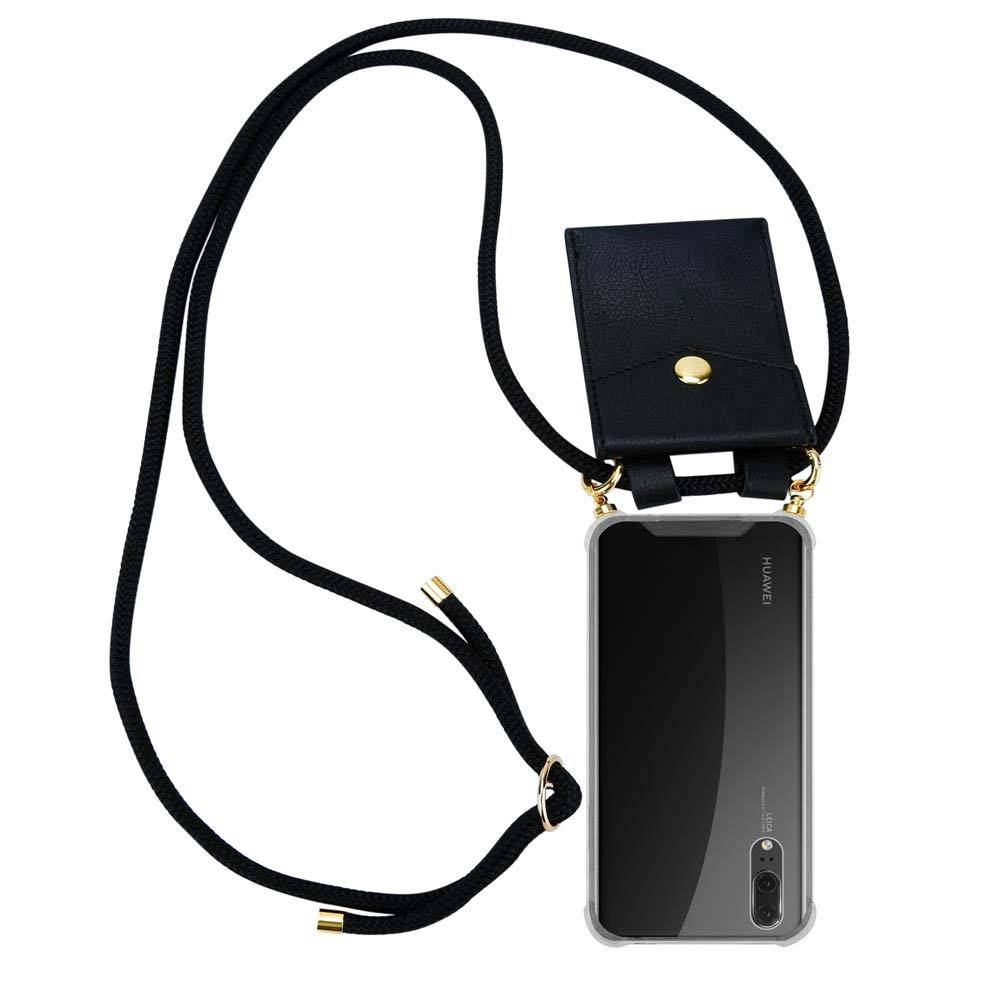 Cadorabo Hülle für Huawei P20 Schutzhülle in Schwarz Handy Kette Silikon Kordel abnehmbares Etui-0