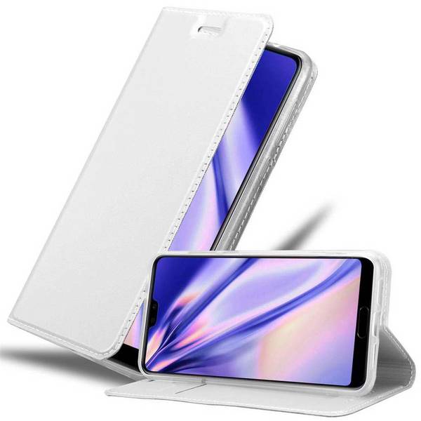 Cadorabo Handyhülle für Huawei P20 Schutz Hülle in Silber Cover Etui Book Case Booklet