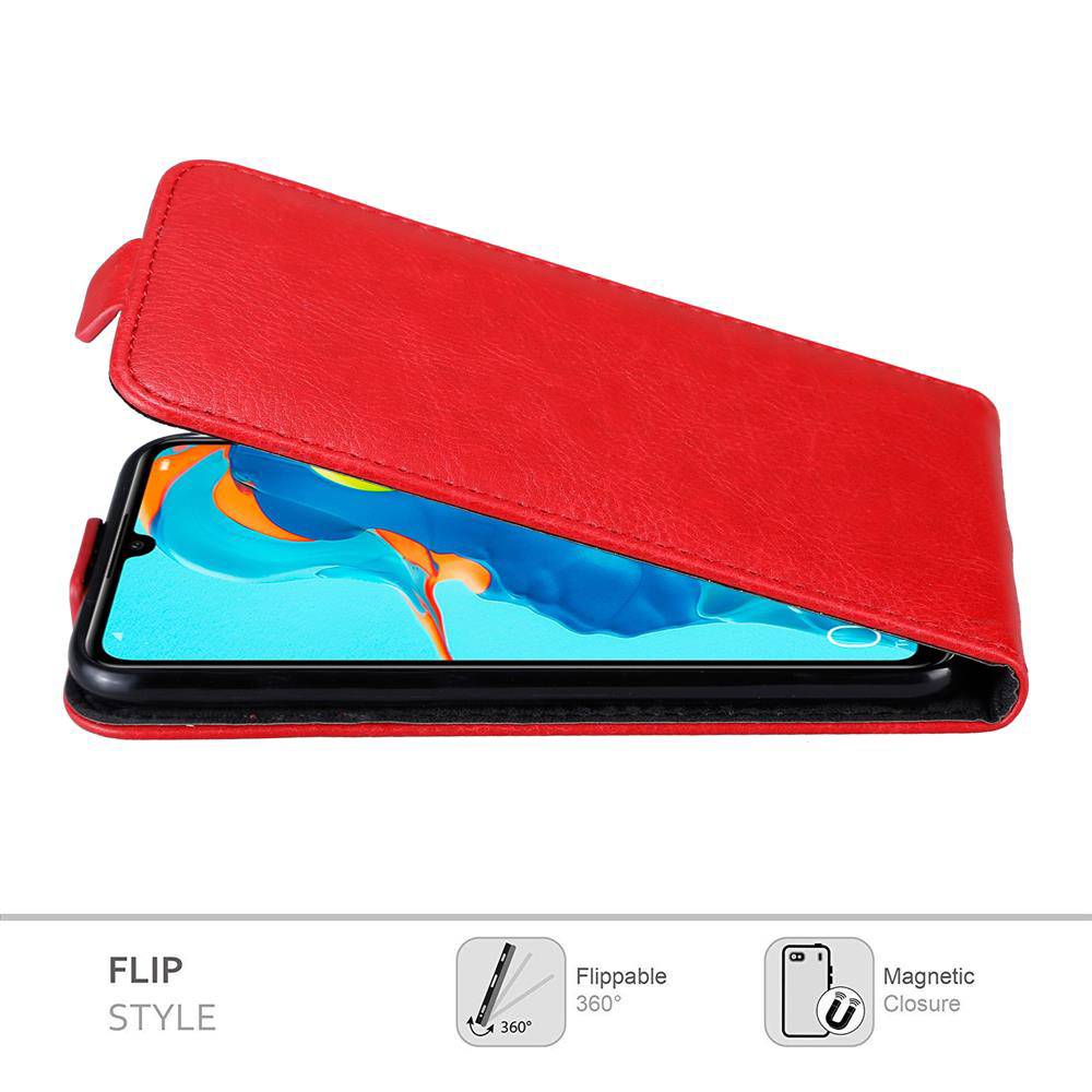 Cadorabo Hülle für Huawei P30 LITE Schutz Hülle in Rot Flip Etui Handyhülle Case Cover-2