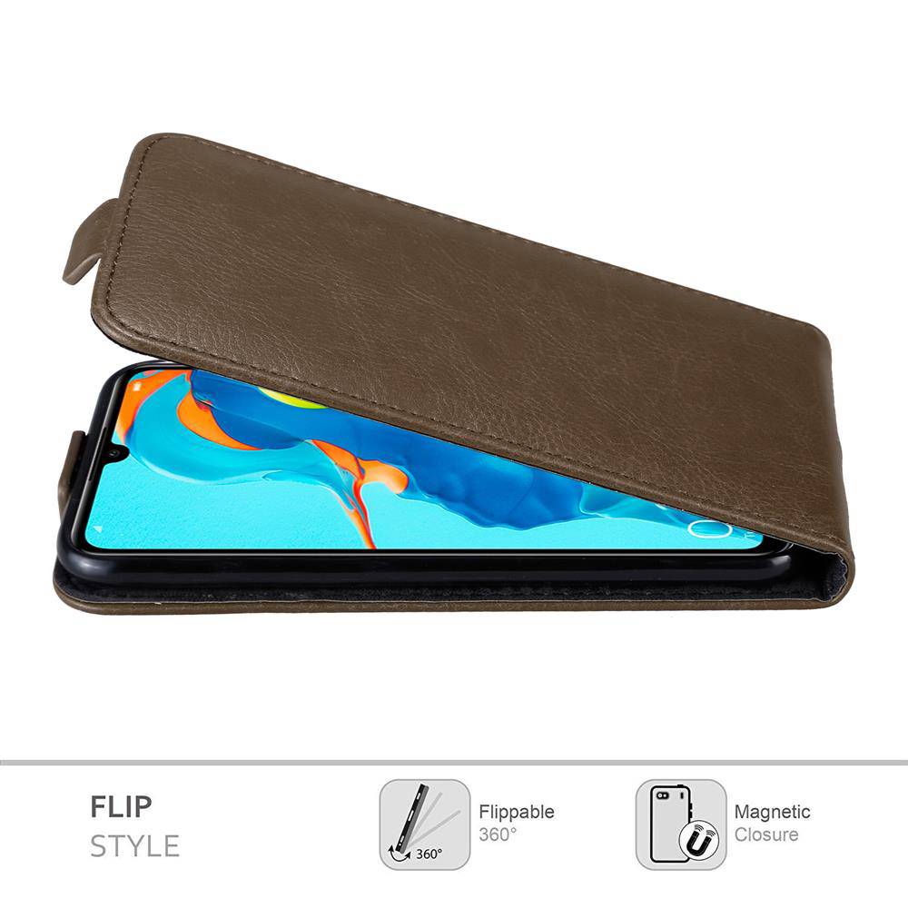 Cadorabo Hülle für Huawei P30 LITE Schutz Hülle in Braun Flip Etui Handyhülle Case Cover-2