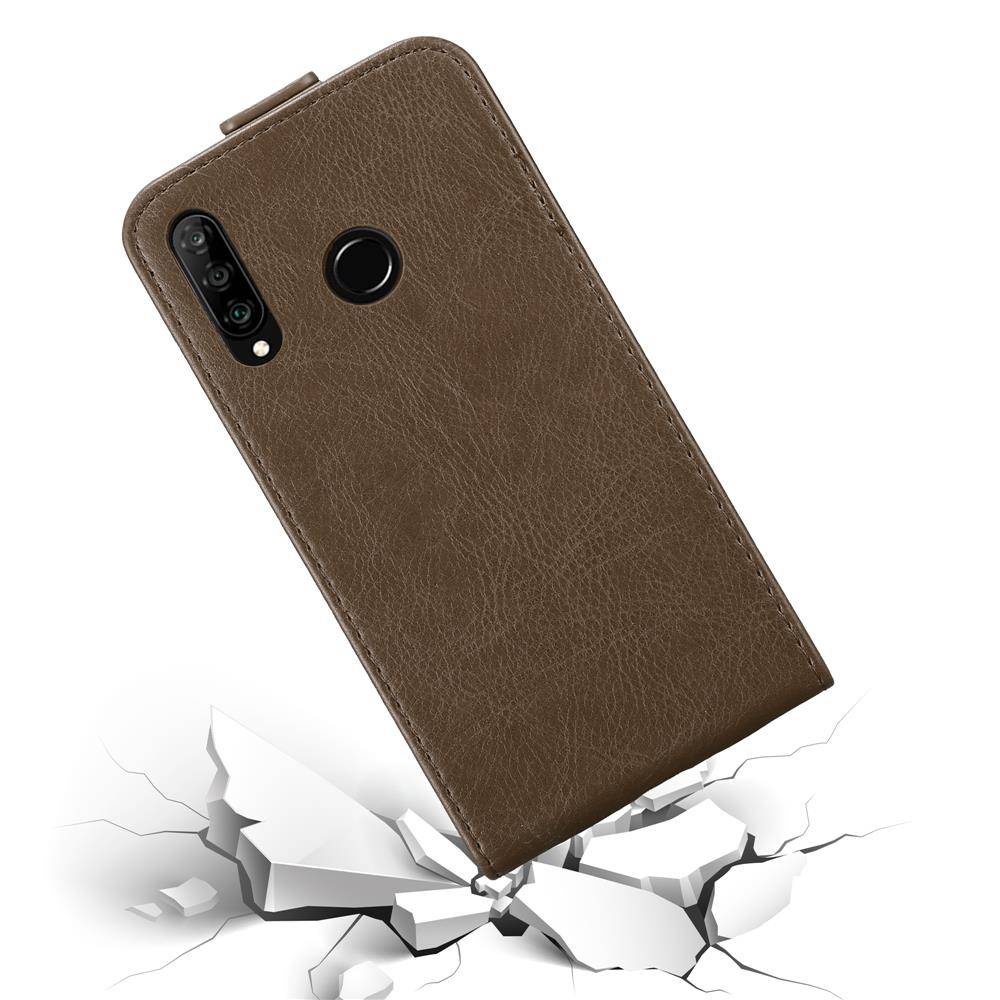 Cadorabo Hülle für Huawei P30 LITE Schutz Hülle in Braun Flip Etui Handyhülle Case Cover-3