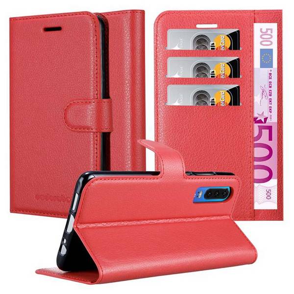 Cadorabo Hülle für Huawei P30 Schutz Hülle in Rot Handyhülle Etui Case Cover Magnetverschluss