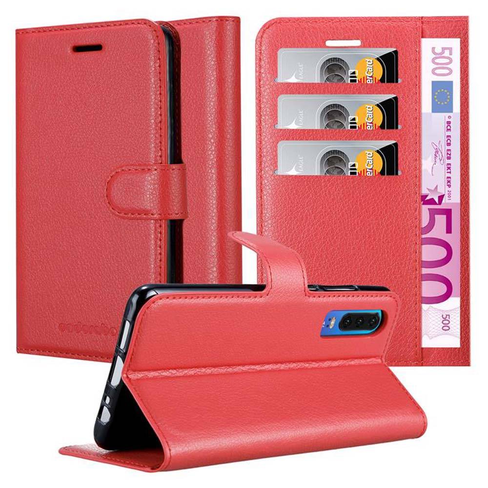 Cadorabo Hülle für Huawei P30 Schutz Hülle in Rot Handyhülle Etui Case Cover Magnetverschluss-0