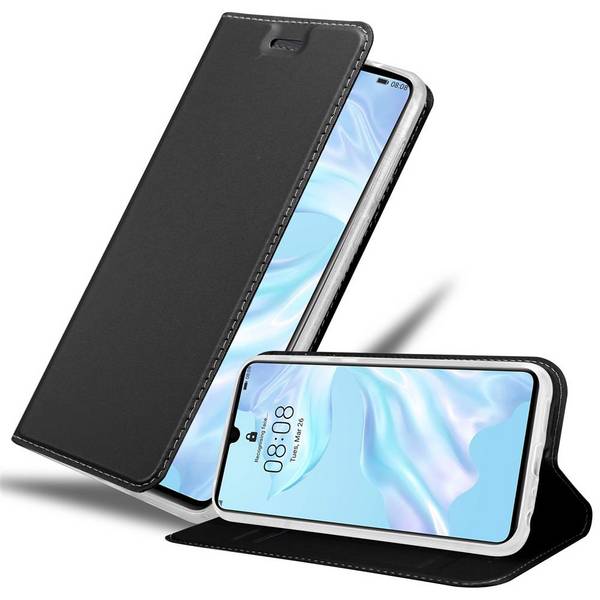 Cadorabo Handyhülle für Huawei P30 Schutz Hülle in Schwarz Cover Etui Book Case Booklet