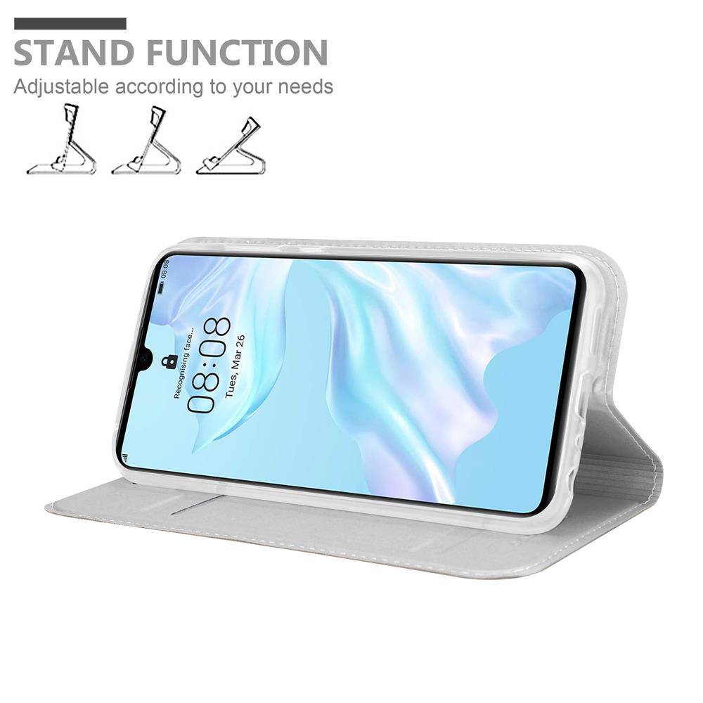 Cadorabo Handyhülle für Huawei P30 Schutz Hülle in Silber Cover Etui Book Case Booklet-2