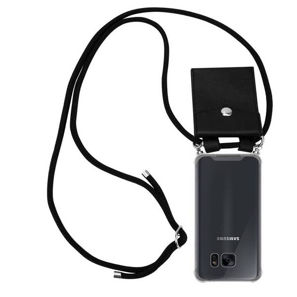 Cadorabo Schutzhülle für Samsung Galaxy S7 Hülle in Schwarz Handy Kette Kordel abnehmbares Etui