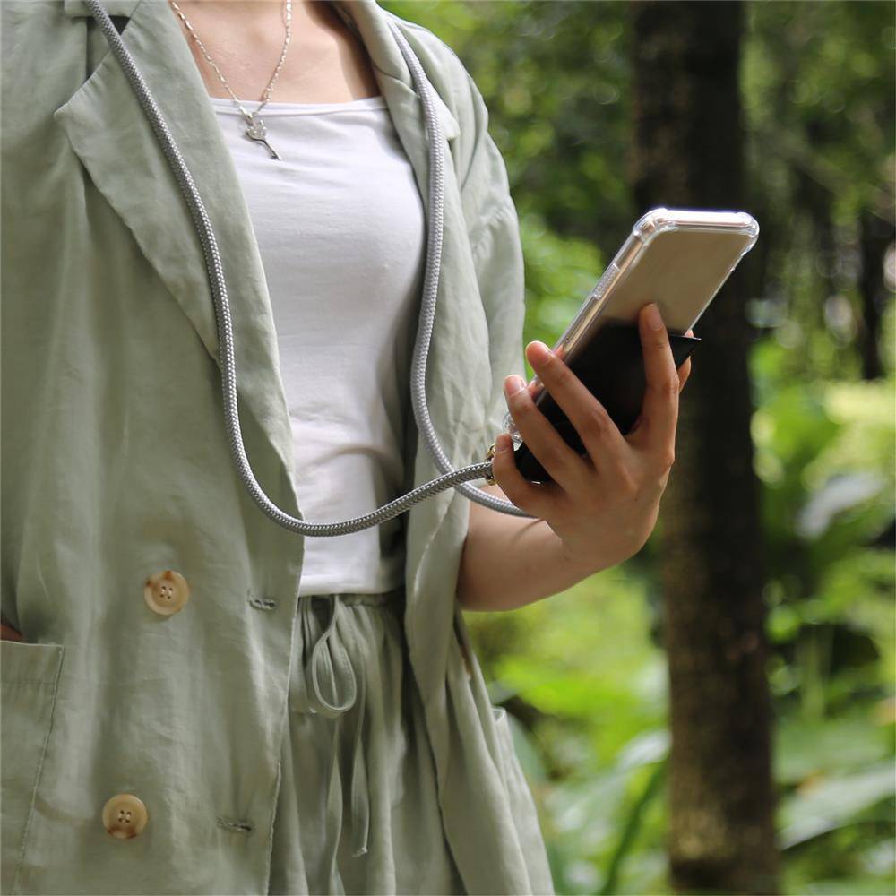 Cadorabo Hülle für Apple iPhone 11 PRO Schutzhülle in Grau Handy Kette Silikon Kordel abnehmbares Etui-2