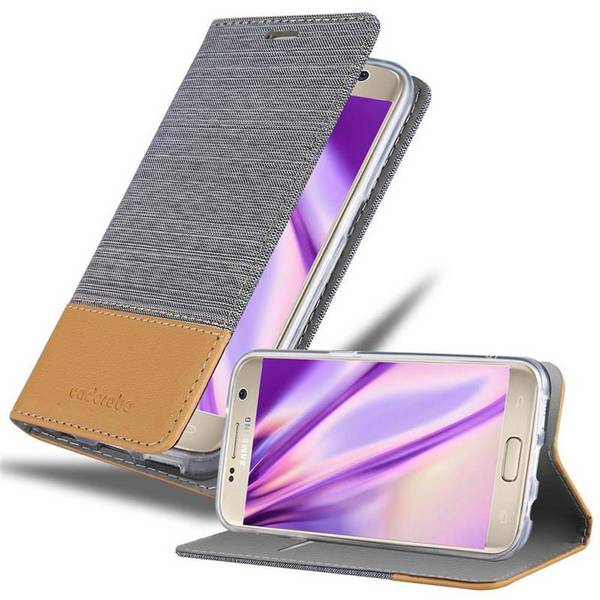Cadorabo Hülle für Samsung Galaxy S7 Schutzhülle in Grau Handy Hülle Etui Book Case Cover