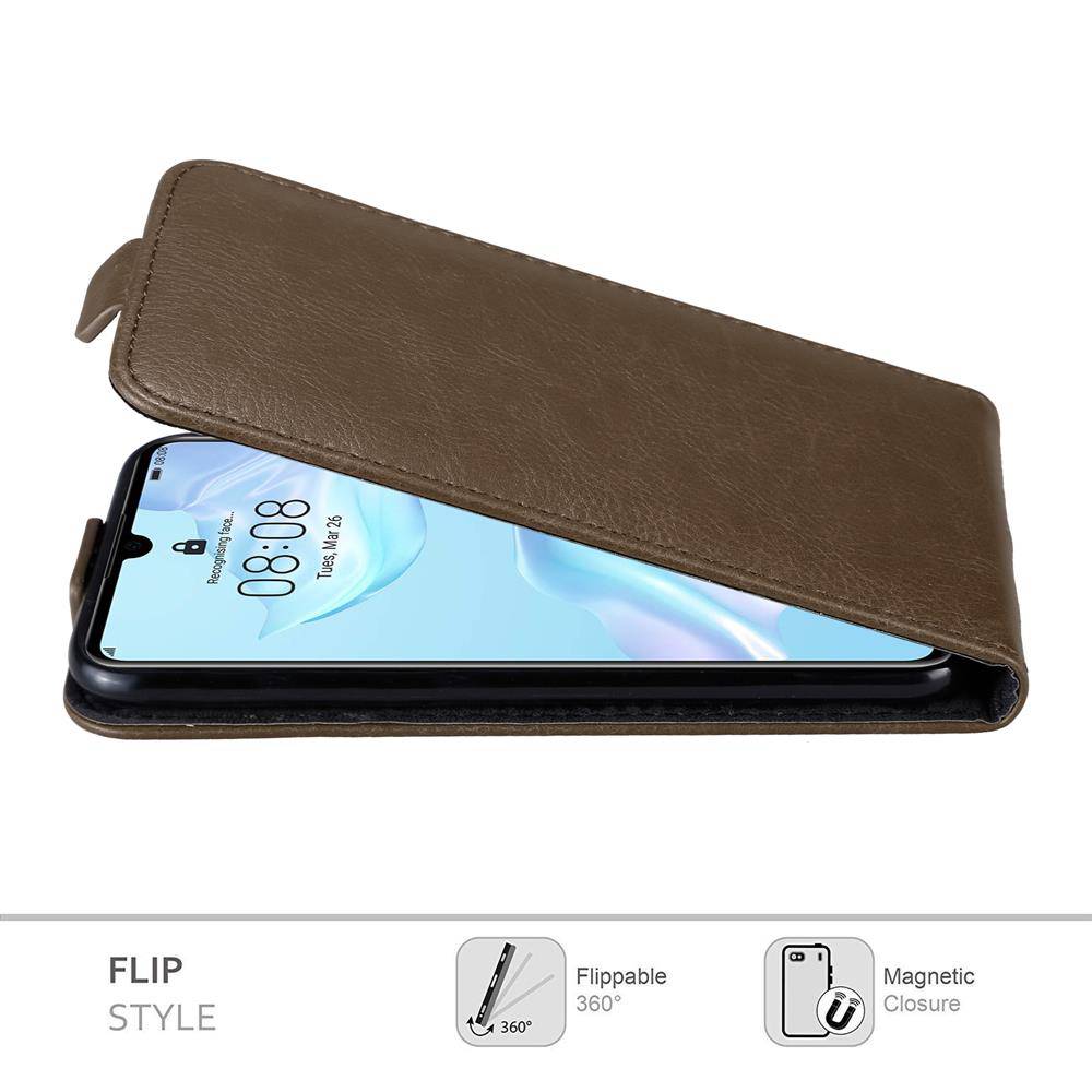 Cadorabo Hülle für Huawei P30 Schutz Hülle in Braun Flip Etui Handyhülle Case Cover-2
