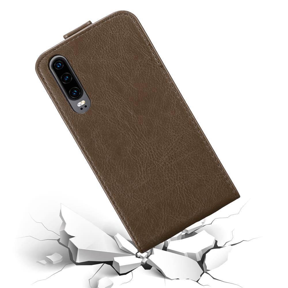 Cadorabo Hülle für Huawei P30 Schutz Hülle in Braun Flip Etui Handyhülle Case Cover-3