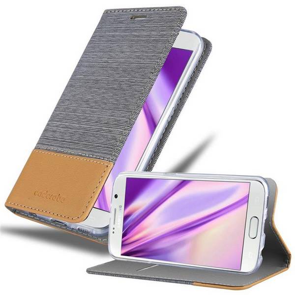 Cadorabo Hülle für Samsung Galaxy S6 Schutzhülle in Grau Handy Hülle Etui Book Case Cover