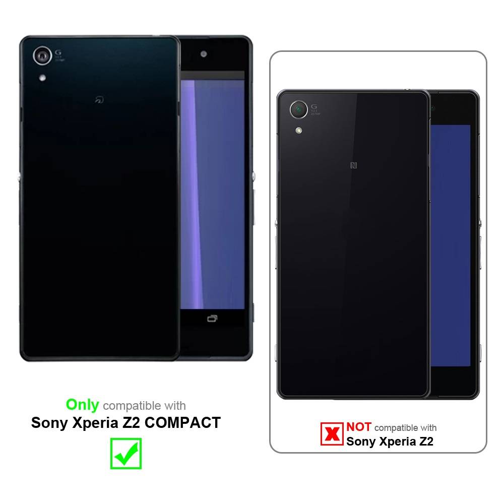Cadorabo Handytasche mit Gürtelclip kompatibel mit Sony Xperia Z2 COMPACT Hülle in Schwarz - Schutzhülle mit-1