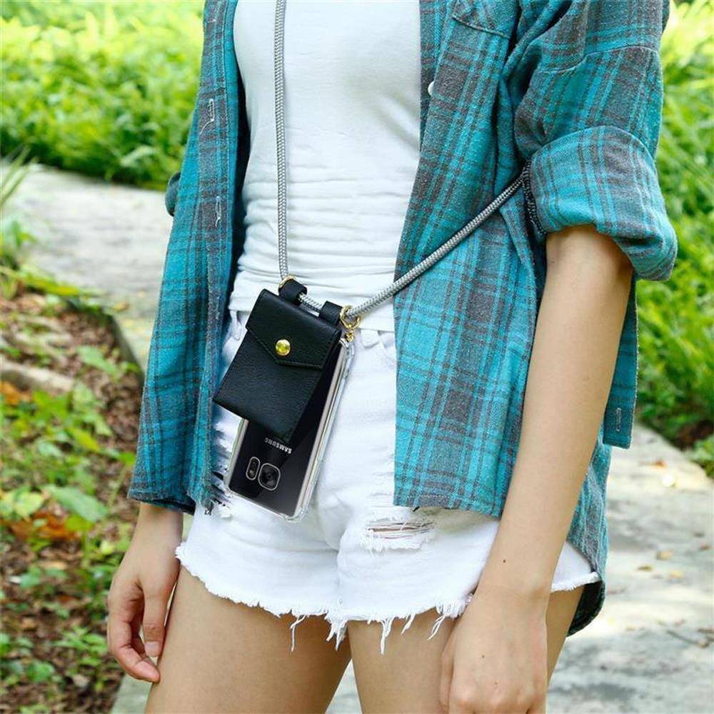 Cadorabo Hülle für Samsung Galaxy S7 Schutzhülle in Grau Handy Kette Silikon Kordel abnehmbares Etui-3