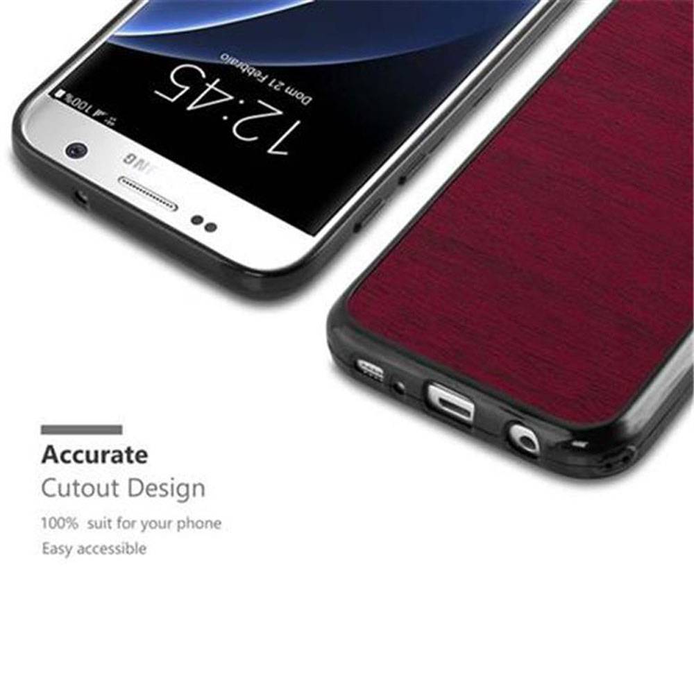 Cadorabo Handyhülle für Samsung Galaxy S7 in Rot Schutzhülle Hülle Etui Case Cover TPU Silikon-1