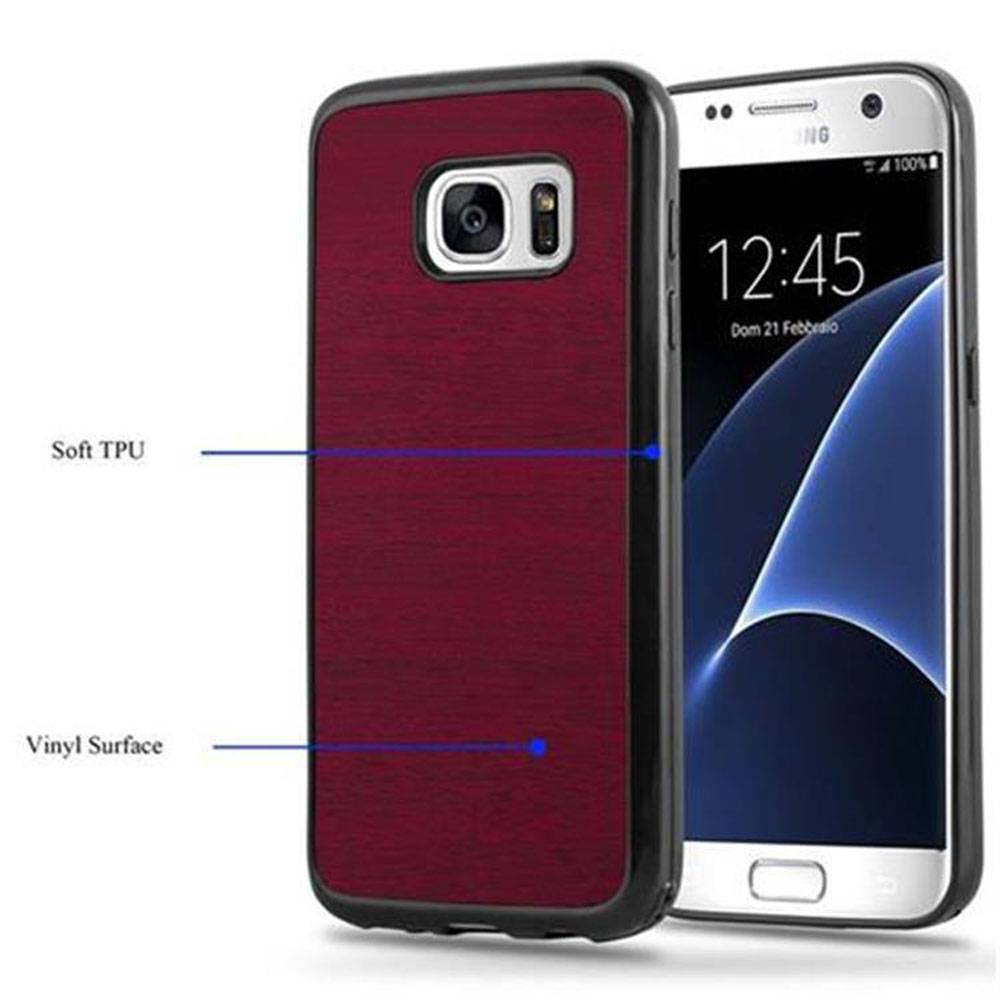 Cadorabo Handyhülle für Samsung Galaxy S7 in Rot Schutzhülle Hülle Etui Case Cover TPU Silikon-3