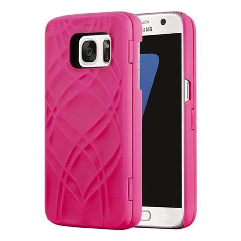 Cadorabo Hülle für Samsung Galaxy S7 in Rosa Hard Case Handyhülle Schutzhülle mit Spiegel Kartenfächern-1