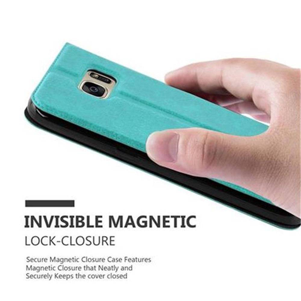 Cadorabo Schutzhülle für Samsung Galaxy S7 Hülle in Türkis Handyhülle Book Case Cover Etui-4